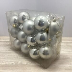 Vintage Kmart Silver Christmas Ornaments Set of 24 Shatterproof Holiday Decor